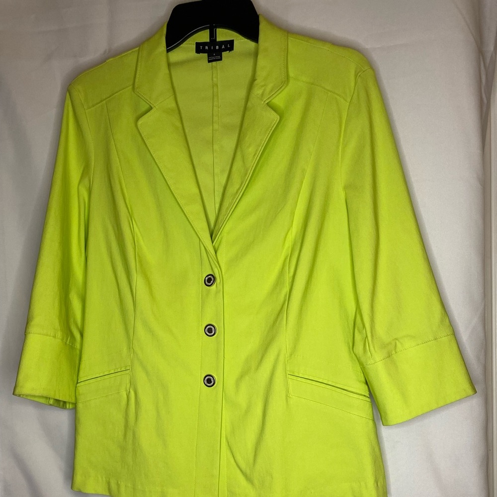 Tribal neon green blazer